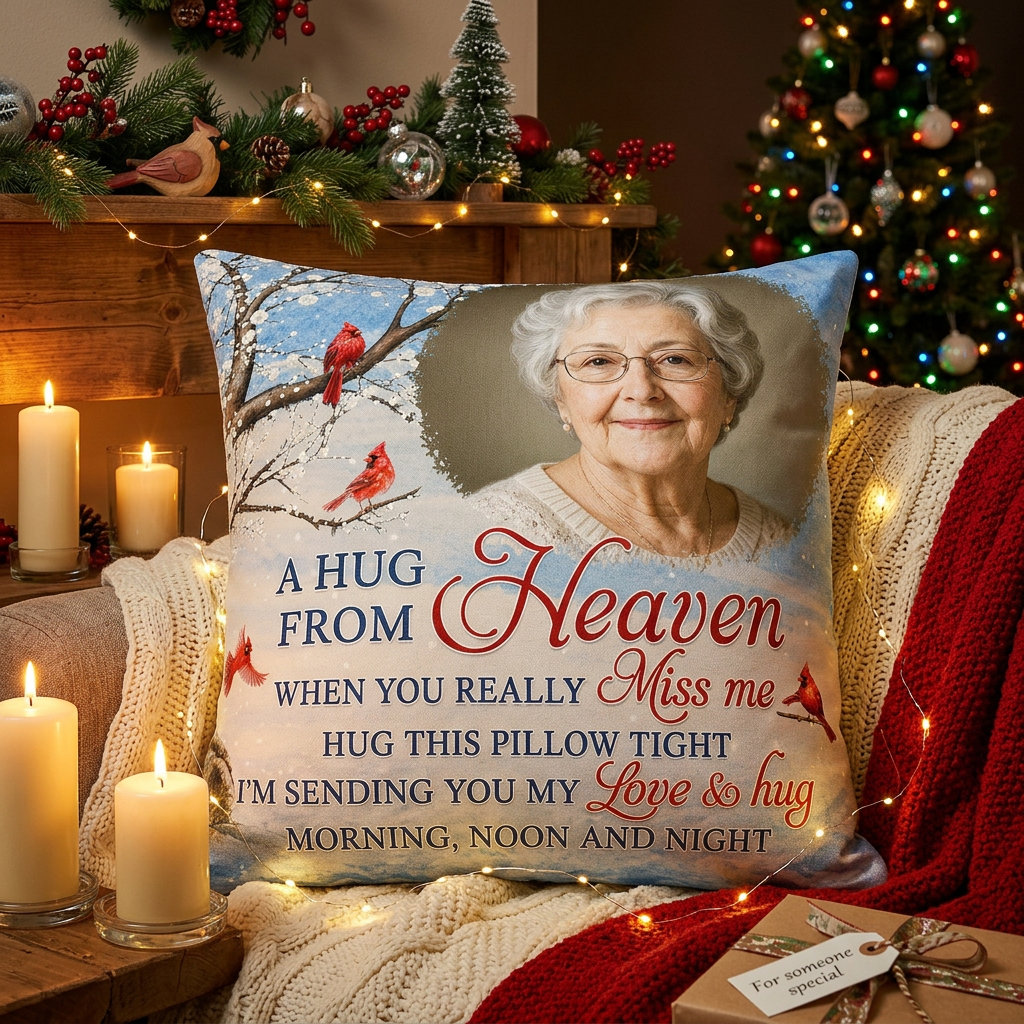 Personalized Photo Memorial Pillow A Hug From Heaven Cardinal Sympathy Gift for Loss of Loved One - Image 6