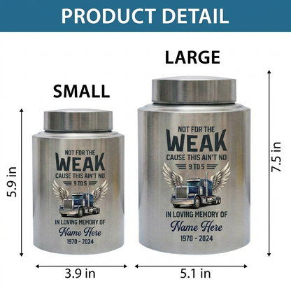 Personalized Semi Truck Angel Wings UV Printed Stainless Steel Cremation Urn for Adult Male Dad Trucker Funeral Tribute Large Size Memorial Keepsake Urn, Memorial Gift, In Loving Memory - Image 6