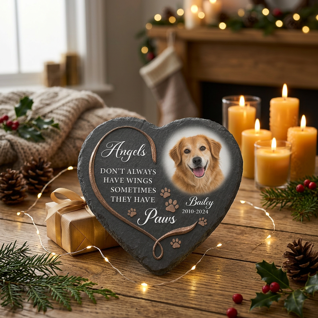 Personalized Dog Memorial Garden Stone - Paw Angel Wings Pet Loss Gift - Image 6 | VNMGSREPR1-6IN-EHIEU_AI_0411 VNMGSREPR1-8IN-EHIEU_AI_0411