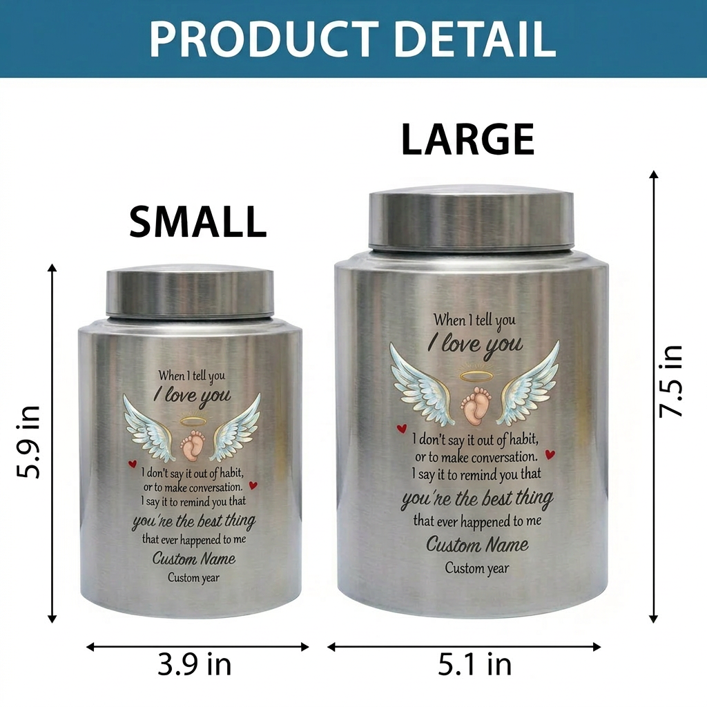 Personalized Angel Wings Stainless Steel Large Urn When I Tell You I Love You Quote for Spouse Child Baby Boy Girl Partner Tribute Memorial Keepsake Urn, Memorial Gift, In Loving Memory - Image 6