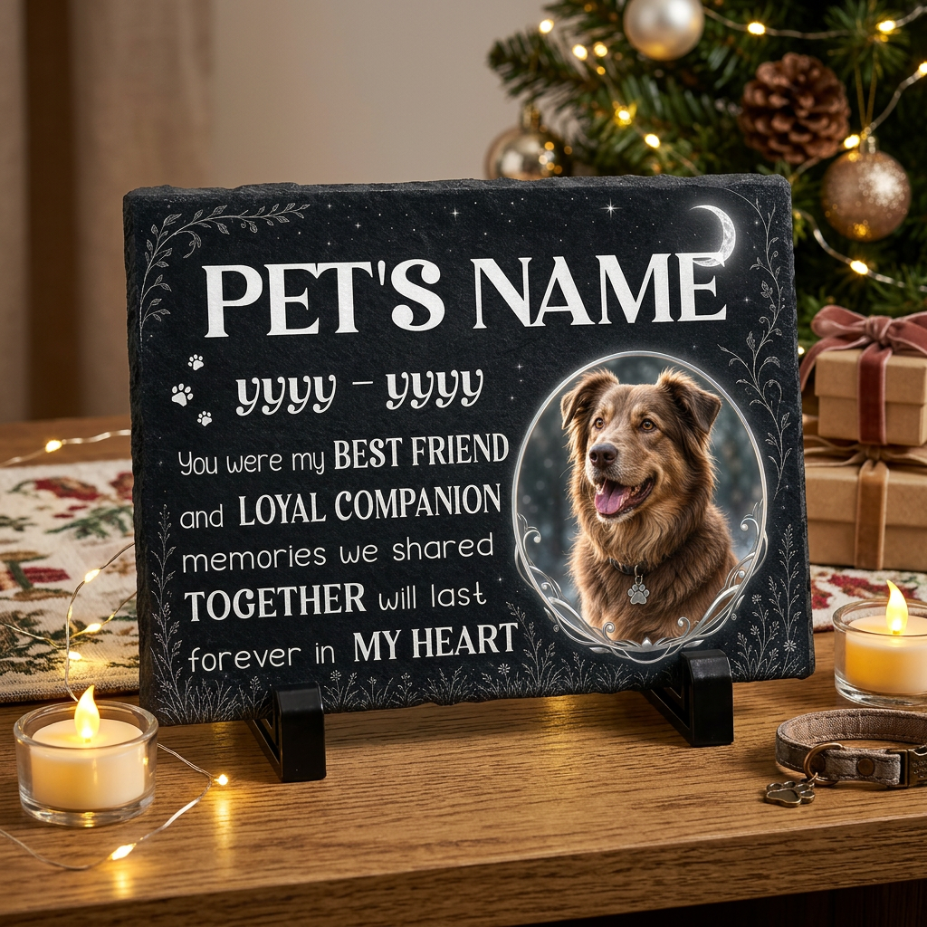 Personalized Dog Memorial Garden Stone with Photo – Pet Loss Slate Gift - Image 6 | VNMGSREPR1-6IN-EHIEU_AI_0449 VNMGSREPR1-8IN-EHIEU_AI_0449