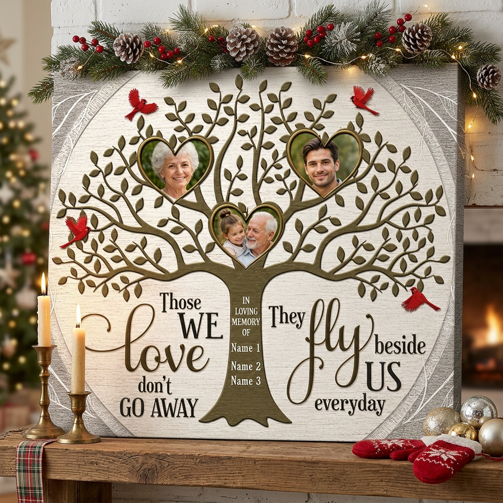 Personalized Memorial Family Tree Wall Canvas with Photos, In Loving Memory Sympathy Gift - Image 6