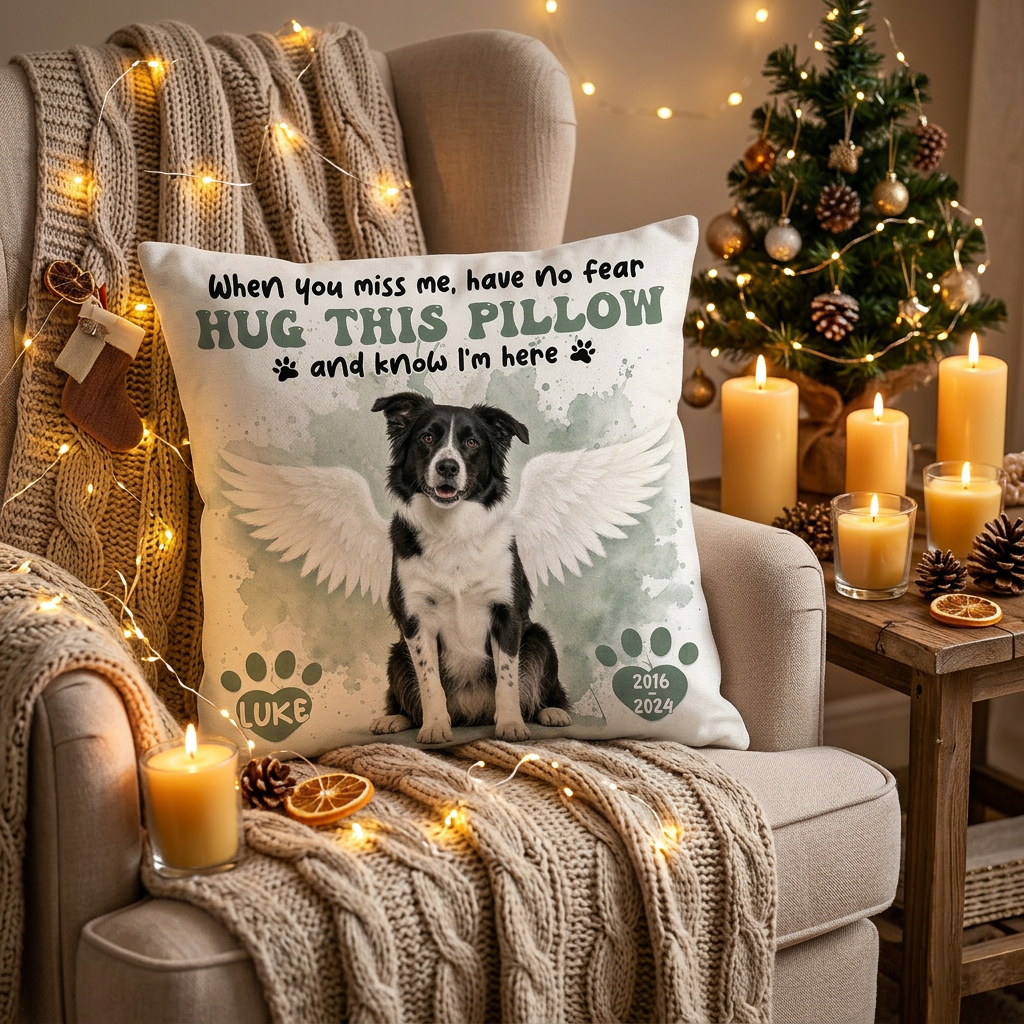 Personalized Pet Memorial Pillow with Photo - Custom Dog Cat Angel Wings Remembrance Gift - Image 6
