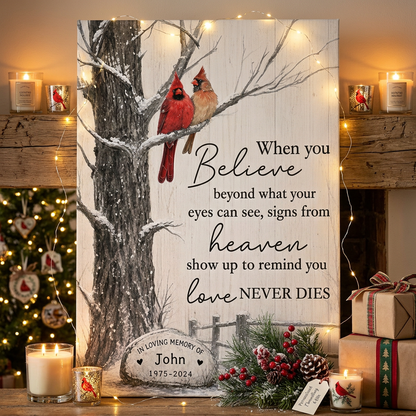 Personalized Cardinal Memorial Canvas Wall Art, Sympathy Gift for Loss of Loved One - Image 6