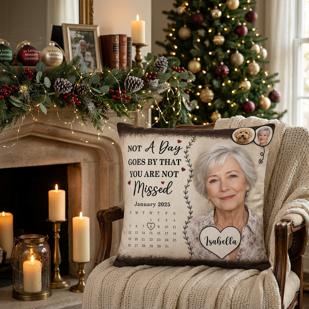 Personalized Memorial Photo Pillow Calendar Date Remembrance Gift for Loss of Loved One - Image 6
