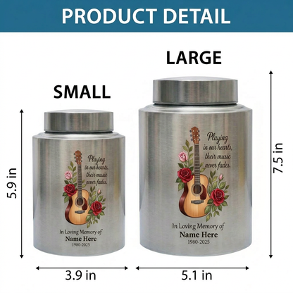 Personalized Guitar Music Lovers Stainless Steel Funeral Urn for Musician Adult Male Female Human Ashes Burial Container Silver Black Gold Red Memorial Keepsake Urn, Memorial Gift, In Loving Memory - Image 6