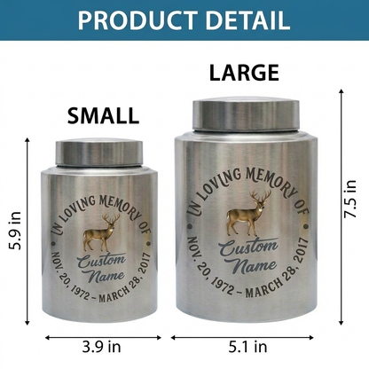 Personalized Deer Hunting UV Printed Stainless Steel Urn for Adult Human Ashes, Sympathy Bereavement Present for Hunters Outdoorsmen, Memorial Keepsake Urn, Memorial Gift, In Loving Memory - Image 6