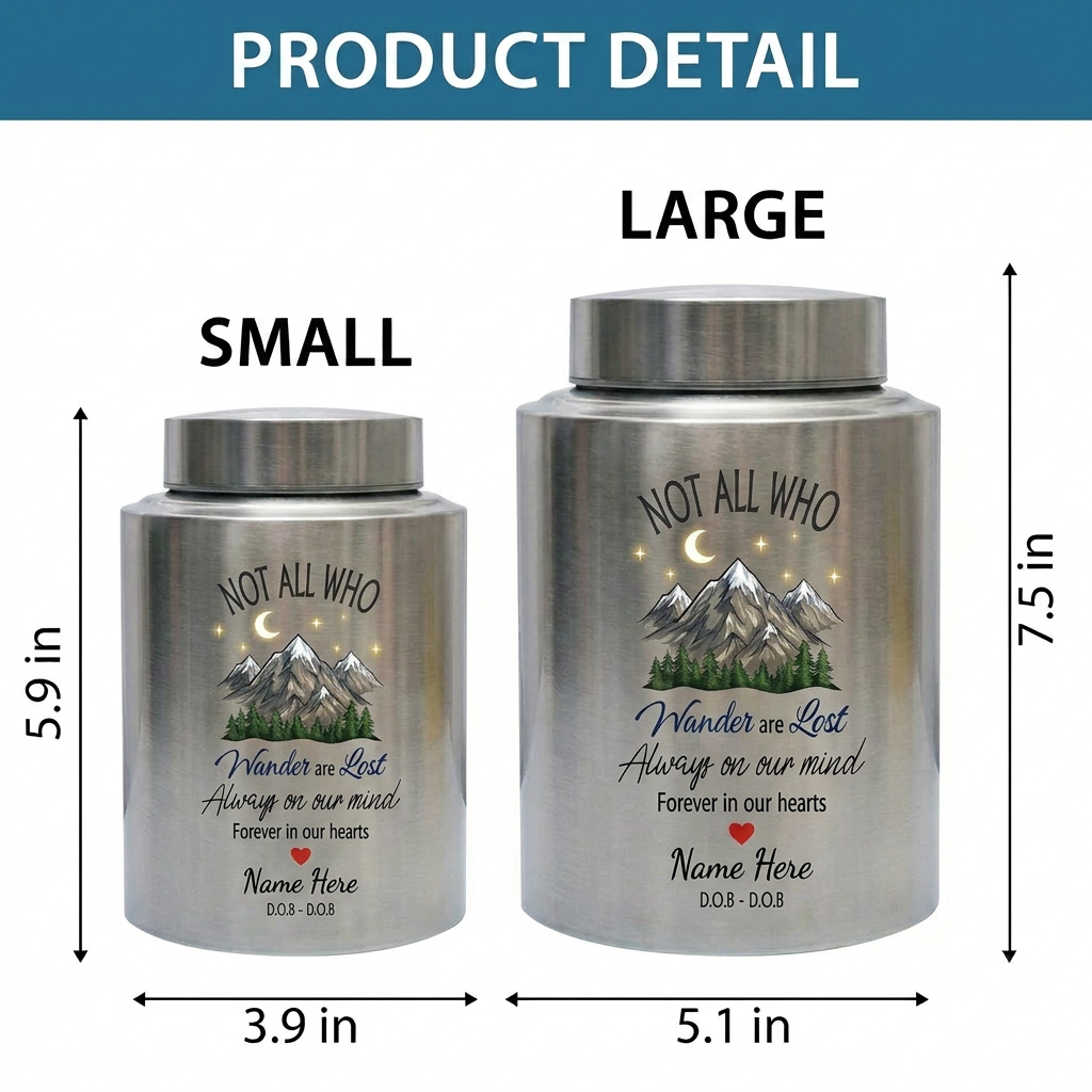 Personalized Forest Camping Outdoor Stainless Steel UV Printed Urn for Camper Nature Lover Adult Human Ashes Sympathy Condolence 5.9in 7.5in Memorial Keepsake Urn, Memorial Gift, In Loving Memory - Image 6