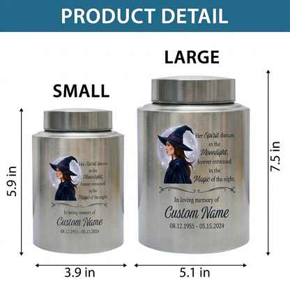 Personalized Witch Silhouette Magic Moonlight Stainless Steel UV Print Urn For Adult Female Wife Girlfriend Bereavement Funeral Memorial Keepsake Urn, Memorial Gift, In Loving Memory - Image 6