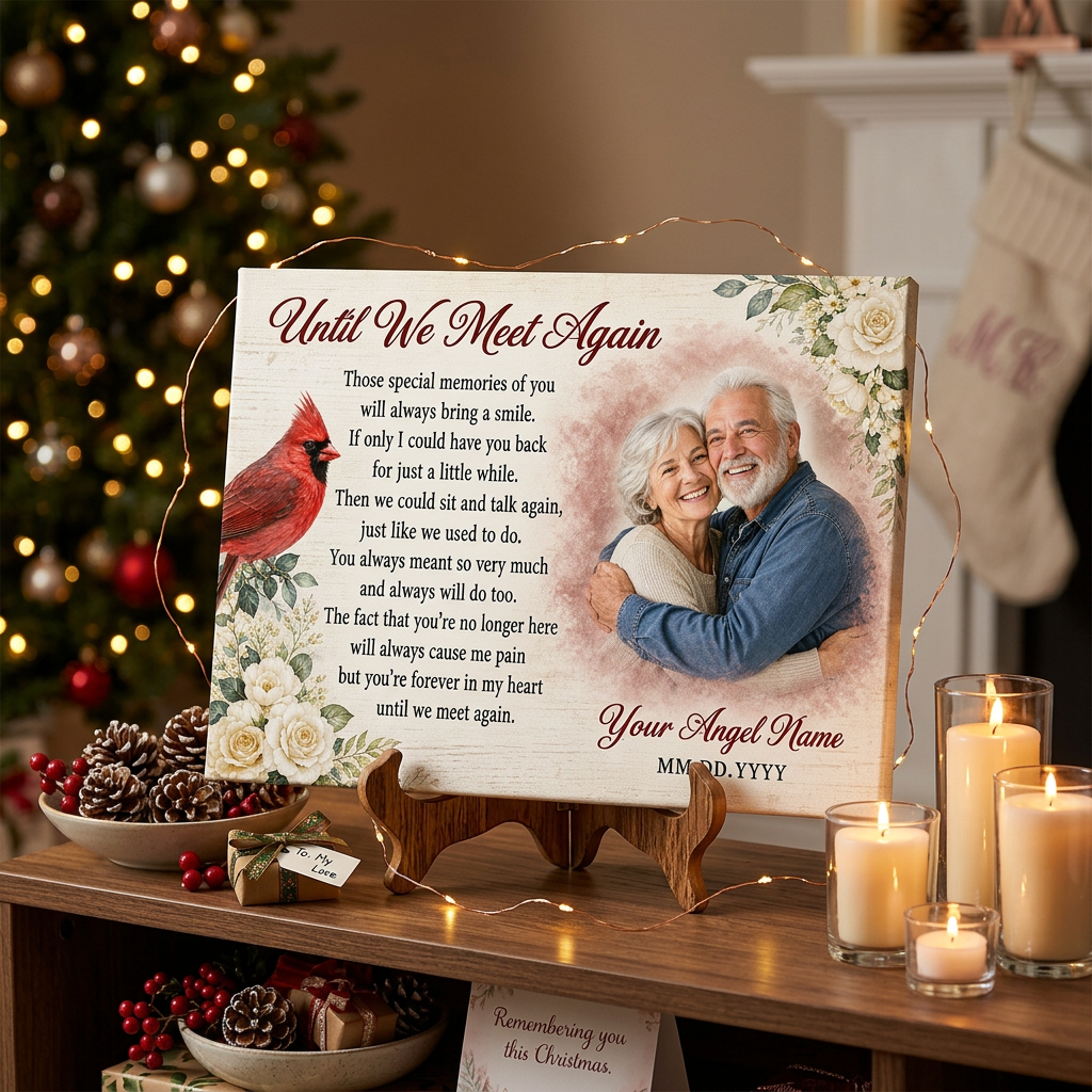 Personalized Memorial Canvas Wall Art With Photo Cardinal Until We Meet Again Sympathy Gift - Image 6