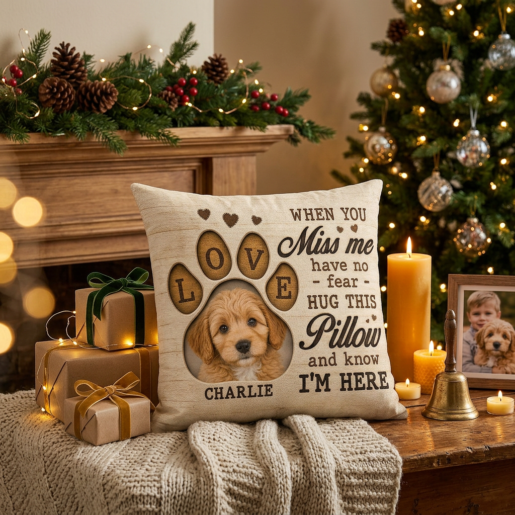 Personalized Pet Memorial Photo Pillow, Hug This Pillow And Know I'm Here, Dog Loss Sympathy Gift - Image 6