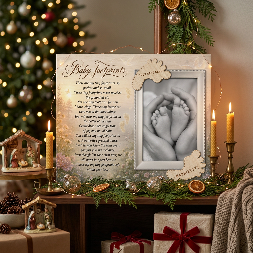 Personalized Baby Footprints Memorial Canvas | Infant Loss Keepsake Art - Image 6