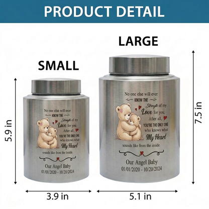 Personalized Angel Baby Infant Loss Stainless Steel Urn for Human Ashes Child Bereavement Miscarriage Grief Custom Heart Quote Small Large Memorial Keepsake Urn, Memorial Gift, In Loving Memory - Image 6