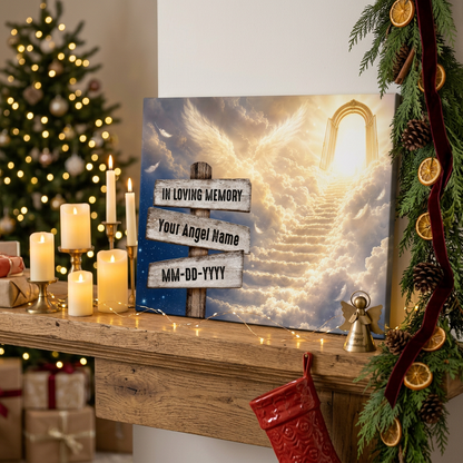 Personalized In Loving Memory Memorial Wall Canvas with Heaven Signpost Sympathy Gift for Loss of a Loved One - Image 6