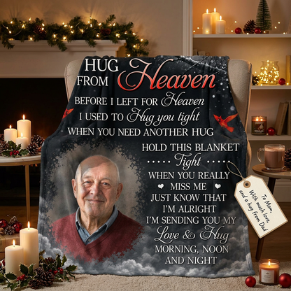 Personalized Cardinal Memorial Photo Fleece Blanket - A Hug From Heaven Sympathy Gift for Loss of Loved One - Image 6