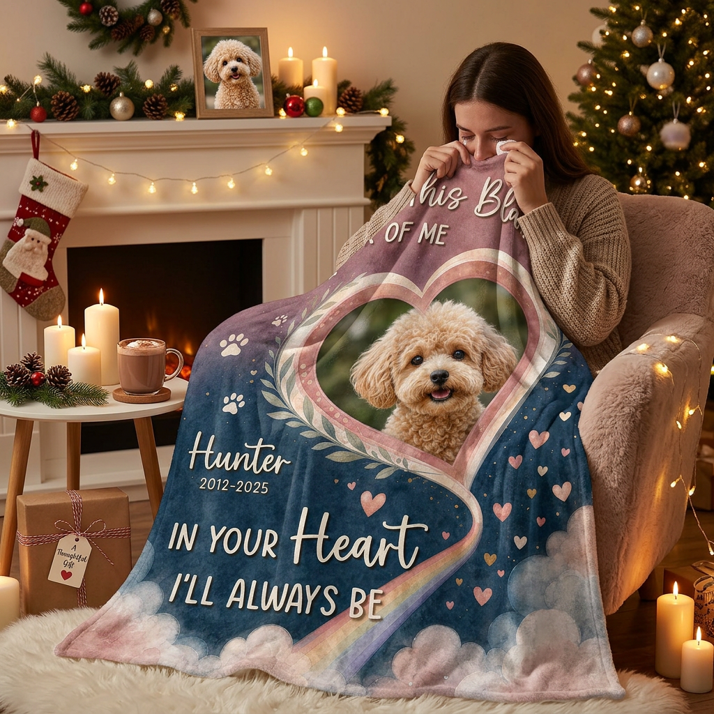 Personalized Pet Memorial Photo Fleece Blanket - Dog Loss Sympathy Gift for Pet Owners - Image 6