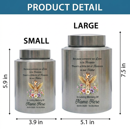 Personalized Giraffe Angel Wings Baby Loss Stainless Steel Infant Child Cremation Ashes Container Nursery Bereavement Display 5.9in 7.5in Memorial Keepsake Urn, Memorial Gift, In Loving Memory - Image 6