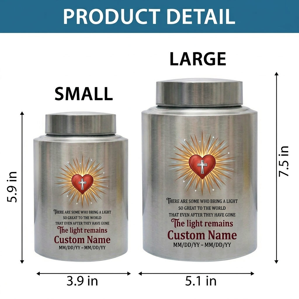 Personalized Christian Heart and Jesus Cross Stainless Steel UV Printed Funeral Urn For Adult Human Ashes Silver Black Gold Red Memorial Keepsake Urn, Memorial Gift, In Loving Memory - Image 6