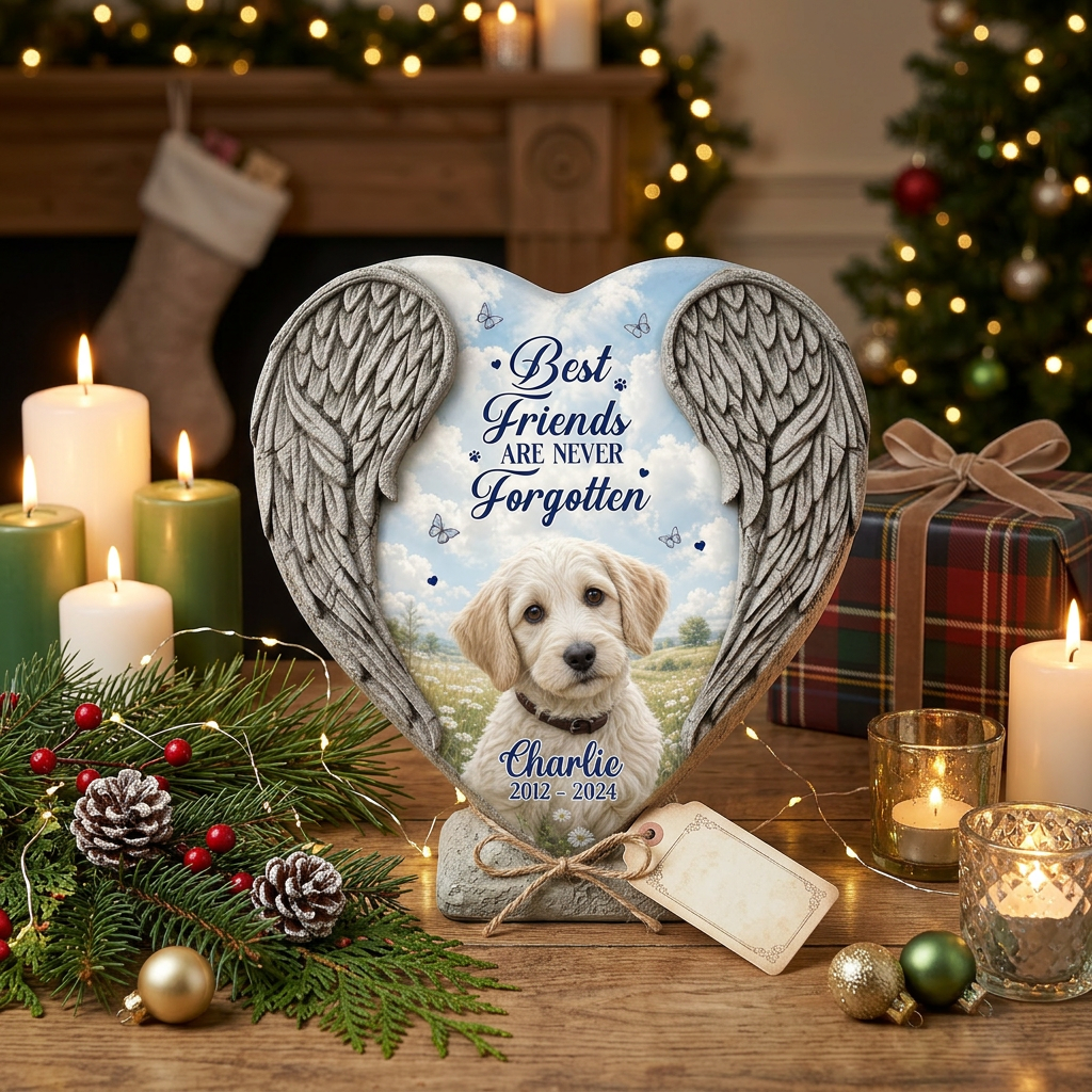Personalized Heart Shaped Pet Memorial Garden Stone – Angel Wing Dog Loss Gift - Image 6 | VNMGSREPR1-6IN-EHIEU_AI_0413 VNMGSREPR1-8IN-EHIEU_AI_0413