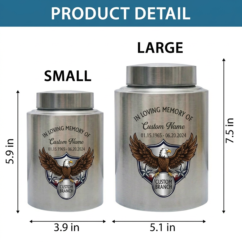 Personalized US Army Veteran Military Branch Stainless Steel Urn, Custom Soldier Tribute for Father Grandpa, 7.5x5.1 or 5.9x3.9, Memorial Keepsake Urn, Memorial Gift, In Loving Memory - Image 6