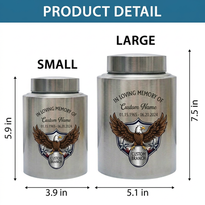 Personalized US Army Veteran Military Branch Stainless Steel Urn, Custom Soldier Tribute for Father Grandpa, 7.5x5.1 or 5.9x3.9, Memorial Keepsake Urn, Memorial Gift, In Loving Memory - Image 6