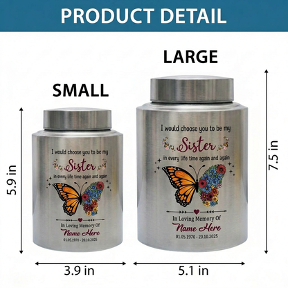 Personalized Sister Butterfly Floral UV Print Cremation Urn for Human Ashes, Loss of Sister or Bestie Bereavement Ash Holder Large, Memorial Keepsake Urn, Memorial Gift, In Loving Memory - Image 6