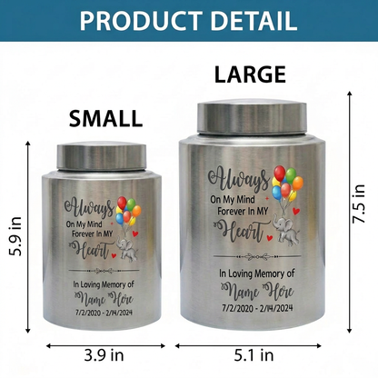 Personalized Baby Elephant Stainless Steel UV Printed Urn For Infant Child Boy Girl Loss Miscarriage, Decorative Keepsake For Ashes, Memorial Keepsake Urn, Memorial Gift, In Loving Memory - Image 6