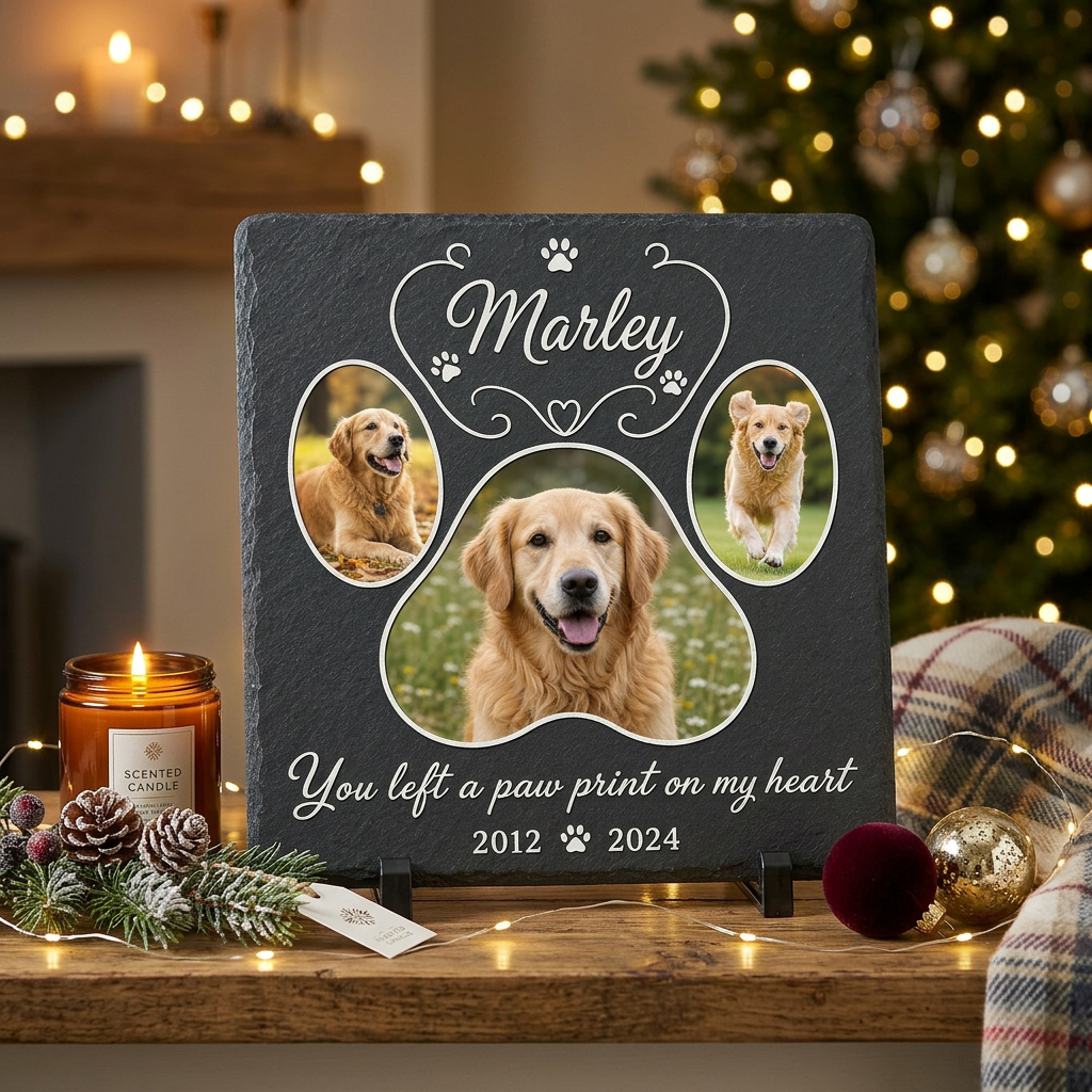 Personalized Dog Memorial Garden Stone – Paw Print Pet Loss Gift with Photo - Image 6 | VNMGSREPR1-6IN-EHIEU_AI_0412 VNMGSREPR1-8IN-EHIEU_AI_0412