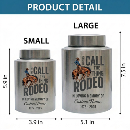 Personalized Western Cowboy Rodeo Bucking Bronco Stainless Steel Urn for Adult Human Ashes Father Husband Funeral Tribute Large Small Memorial Keepsake Urn, Memorial Gift, In Loving Memory - Image 6