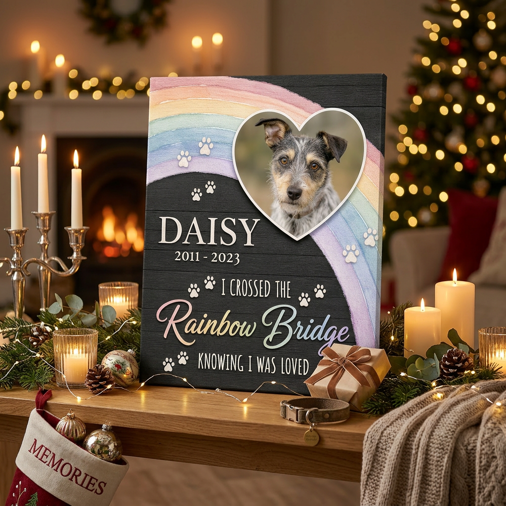 Personalized Pet Memorial Wall Canvas Rainbow Bridge Dog Loss Gift Sign - Image 6