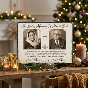 Personalized Memorial Slate Stone for Loss of Parents – Custom Photo Plaque Mom Dad Gift - Image 6