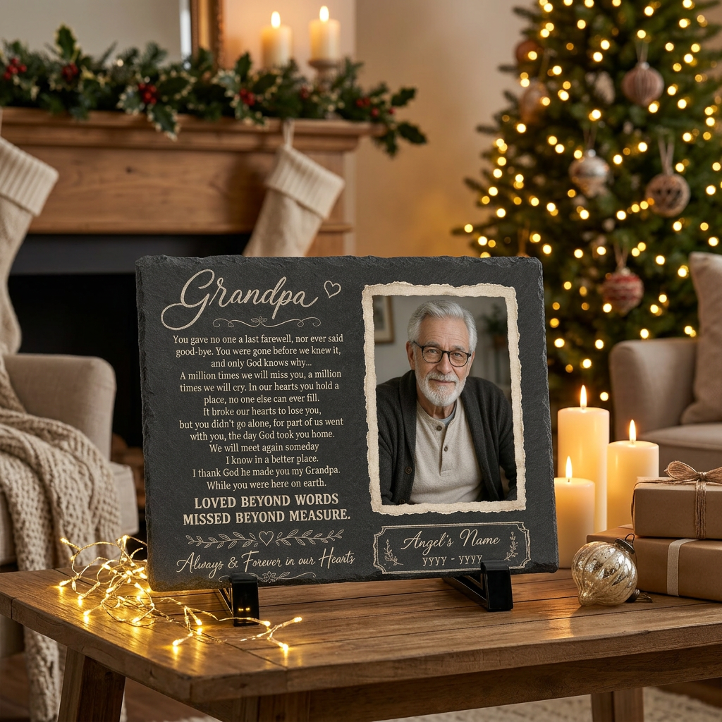 Personalized Grandpa Memorial Garden Stone – Slate Plaque for Loss of Grandfather - Image 6 | VNMGSREPR1-6IN-EHIEU_AI_0477 VNMGSREPR1-8IN-EHIEU_AI_0477