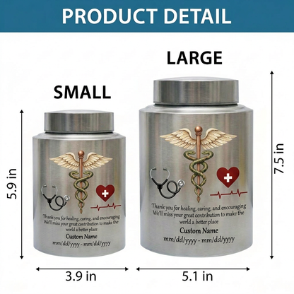 Personalized Doctor Medical Symbol Stainless Steel Urn for Human Ashes, Nurse Appreciation Funeral Memorial Large Capacity Customizable Urn, Memorial Keepsake Urn, Memorial Gift, In Loving Memory - Image 6