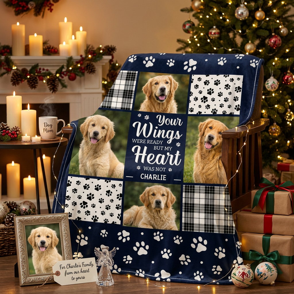 Personalized Dog Memorial Photo Fleece Blanket - Custom Pet Loss Remembrance Gift - Image 6