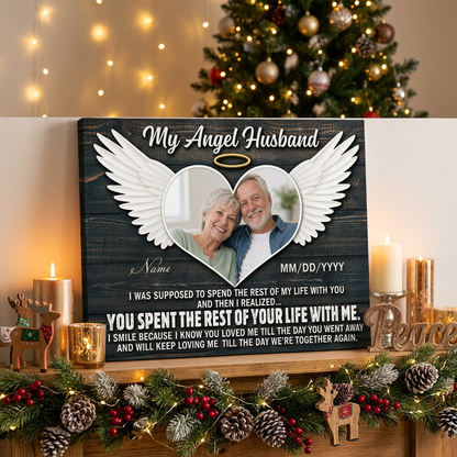 Personalized My Angel Husband Memorial Wall Canvas Gift for Loss of Husband Remembrance - Image 6