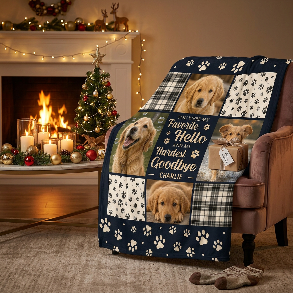 Personalized Dog Memorial Photo Blanket - Custom Pet Fleece Blanket Sympathy Gift for Dog Loss - Image 6