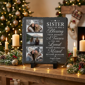 Personalized Sister Memorial Photo Slate Stone, Custom Remembrance Keepsake Gift - Image 6