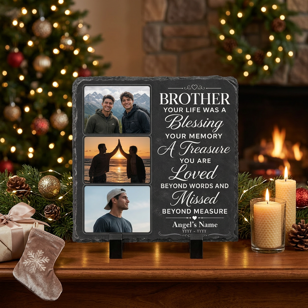 Personalized Brother Memorial Photo Slate Stone – Sympathy Remembrance Gift - Image 6 | VNMGSREPR1-6IN-EHIEU_AI_0432 VNMGSREPR1-8IN-EHIEU_AI_0432