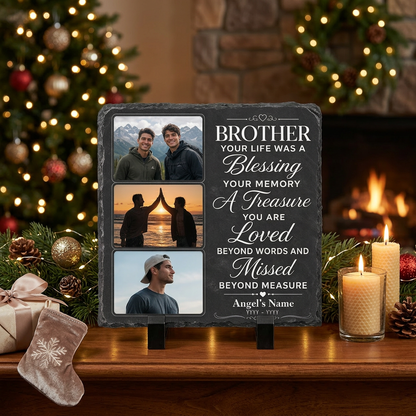 Personalized Brother Memorial Photo Slate Stone – Sympathy Remembrance Gift - Image 6 | VNMGSREPR1-6IN-EHIEU_AI_0432 VNMGSREPR1-8IN-EHIEU_AI_0432
