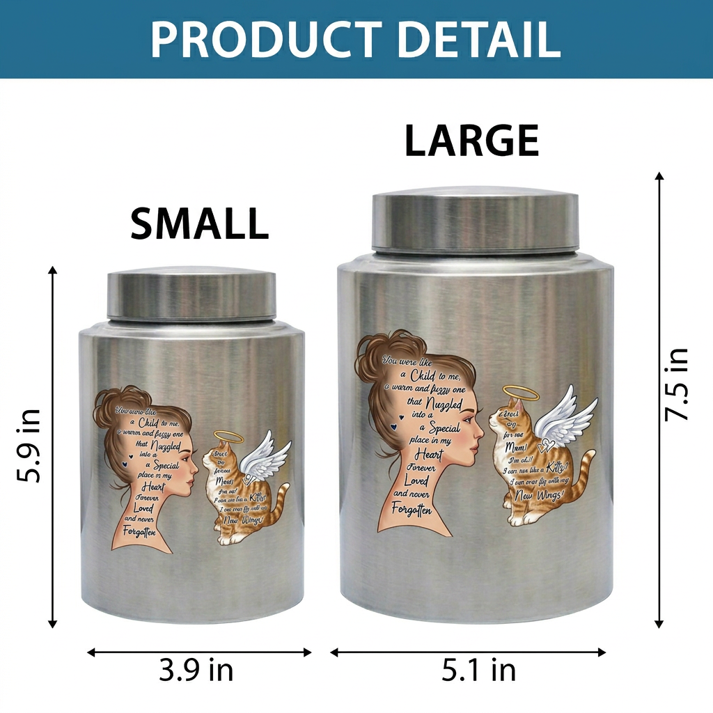 Angel Cat Silhouette Stainless Steel Decorative Cremation Urn For Cat Mom Dad Lovers Loss Of Pet Bereavement Sympathy Gift For Pet Owner Memorial Keepsake Urn, Memorial Gift, In Loving Memory - Image 6