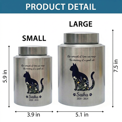 Personalized Cat Pet Memorial Stainless Steel Urns for Ashes Feline Loss of Pet Sympathy Bereavement Large Capacity UV Printed Memorial Keepsake Urn, Memorial Gift, In Loving Memory - Image 6