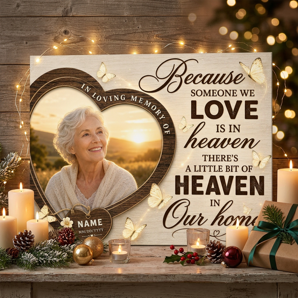 Personalized Memorial Wall Canvas In Loving Memory Heart Photo Sympathy Gift for Loss of Loved One - Image 6
