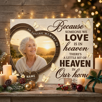 Personalized Memorial Wall Canvas In Loving Memory Heart Photo Sympathy Gift for Loss of Loved One - Image 6