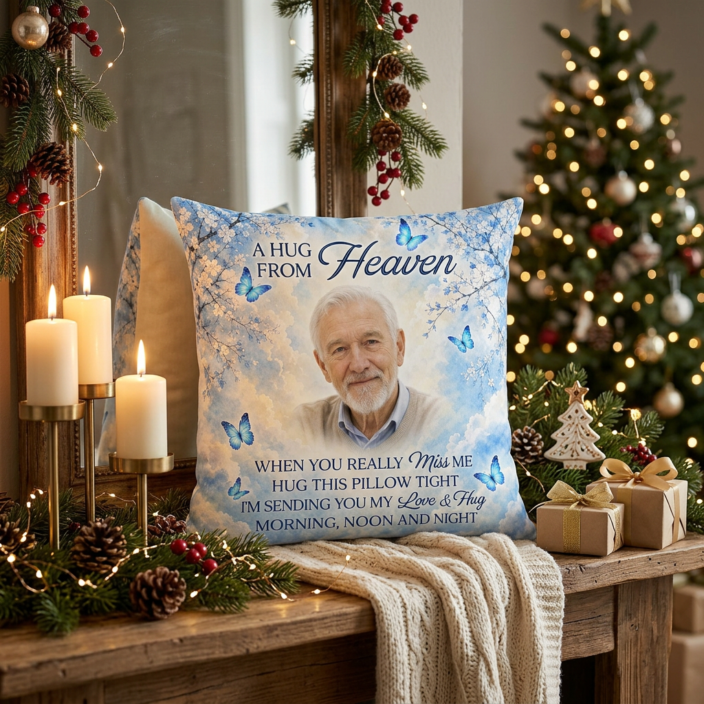 Personalized Photo Memorial Pillow All Over Printed - A Hug From Heaven Sympathy Gift - Image 6