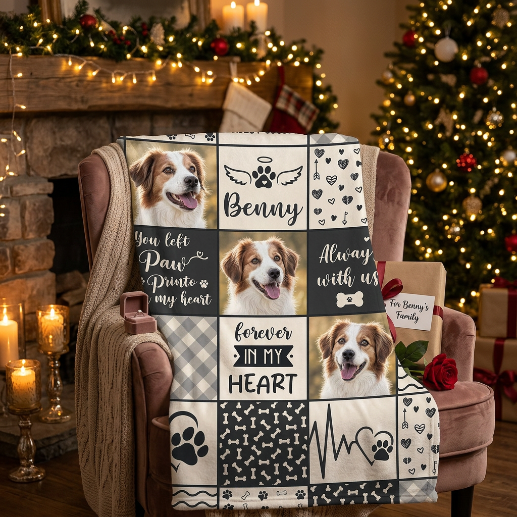 Personalized Pet Memorial Photo Fleece Blanket - Dog Loss Remembrance Gift for Pet Owners - Image 6
