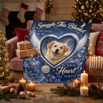Personalized Pet Memorial Photo Fleece Blanket, Custom Dog Loss Sympathy Gift with Name & Date - Image 5