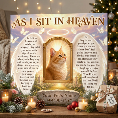Personalized Pet Memorial Wall Canvas As I Sit In Heaven Cat Photo Sympathy Gift - Image 6