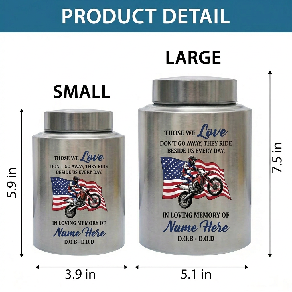 Personalized Motorcycle Riding in Heaven Stainless Steel Urn for Dad Husband Adult Male Biker Bereavement Custom UV Print 2 Sizes Memorial Keepsake Urn, Memorial Gift, In Loving Memory - Image 6