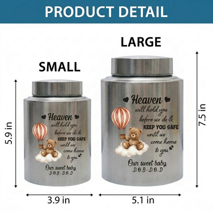 Personalized Baby Loss Heaven Will Hold You UV Print Stainless Steel Vessel for Infant Miscarriage Stillbirth Bereavement Large Decorative Silver Memorial Keepsake Urn, Memorial Gift, In Loving Memory - Image 6