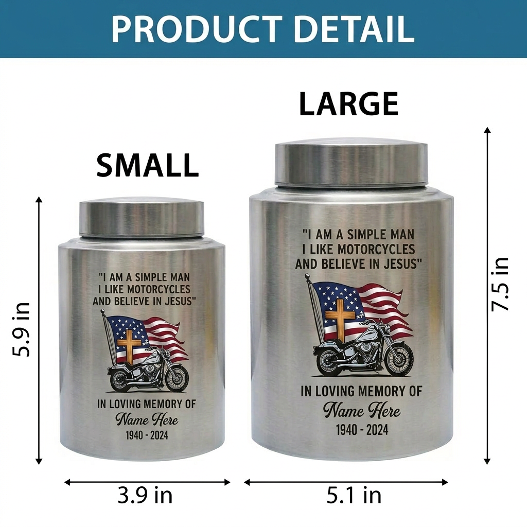 Personalized Motorcycle Riding in Heaven Large Stainless Steel UV Print For Dad Adult Male Biker Christian Cremation Ash Holder Memorial Keepsake Urn, Memorial Gift, In Loving Memory - Image 6
